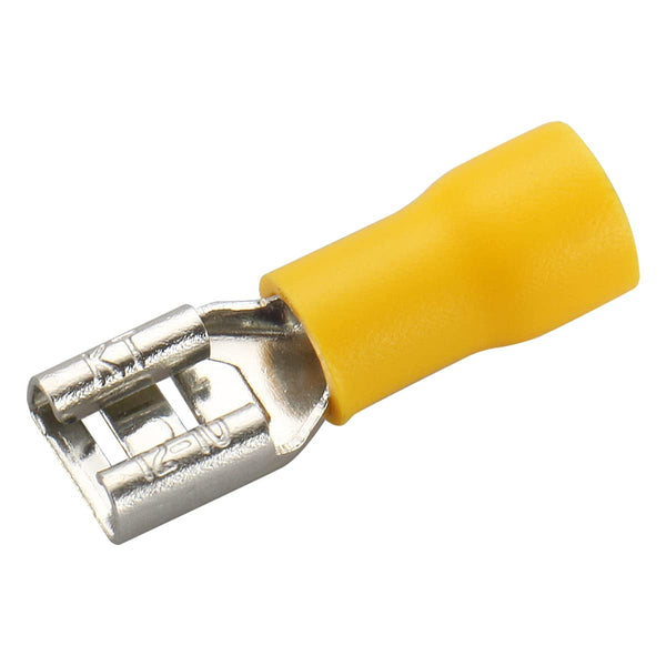 Baomain 1/4" Female Quick Disconnects, Vinyl Insulated Spade Wire Connector, Electrical Crimp Terminal 12-10 AWG
