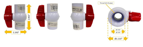 Valterra 700-12F 1/2" PVC Ball Valve, White, FPT
