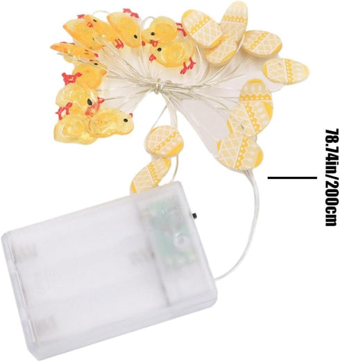 78.74 inch 20 Bulbs, Chick and Egg Shaped String Lights Indoor, Easter String Lights with Easter Decorations, Easters
