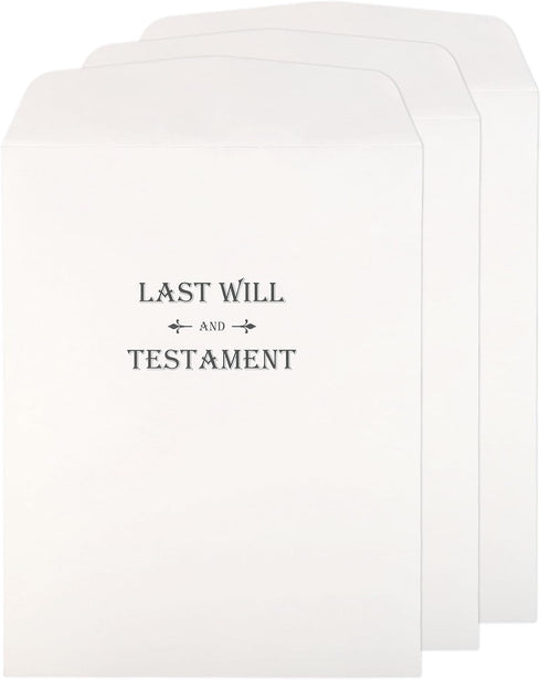 Qilery 3 Pieces Oversized Last Will And Testament Envelopes, 10.2 x 12.9 Inch, Self Adhesive, Tear Resistant (White)