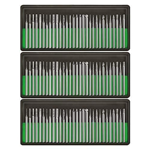 Diamond Burr Bits Drill Kit for Rotary Tool, Metal Woodworking Router Grinding Engraving Carving, 1/8"(3mm) Shank Pack