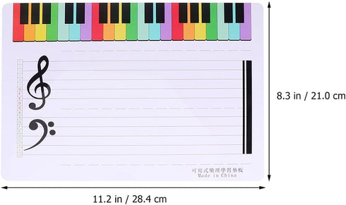 Beavorty 1Pcs Dry Erase Music Staff White Board for Musical Notes Practice, Whiteboard Supply for Students.