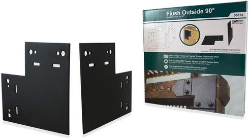 Ozco Building Products 56614 Flush Outside 90-Degree Plate Connector, Black (2 per Pack)