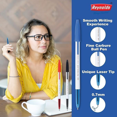 Reynolds 045 CARBURE 50 PENS JAR, 35 Blue, 10 Black & 5 Red Ball Pen, Lightweight with Comfortable Grip for Extra