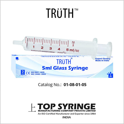 Truth Laboratory Glass Syringe, 5ml Glass Tip (01-08-01-05)