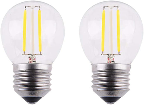 Dimmable A15 Mini LED Globe Bulb, 2W 200lm, E26 Regular Base, 2700K Warm White, Clear Glass Cover, Pack of 2