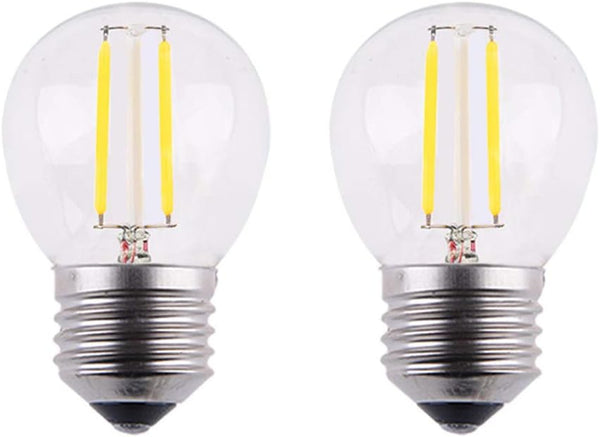 Dimmable A15 Mini LED Globe Bulb, 2W 200lm, E26 Regular Base, 2700K Warm White, Clear Glass Cover, Pack of 2