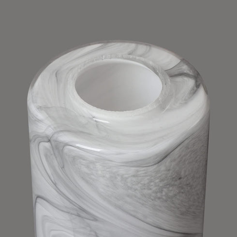 2 Pack 1 5/8 inch G0083 White Marble Glass Cylinder Lamp Shade with Fitter, Light Fixture Replacement Globe Cover