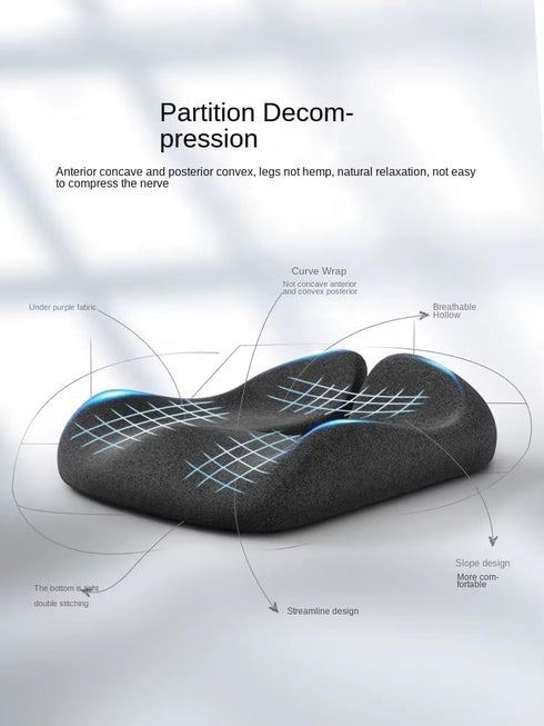 Tailbone Seat Cushion for Sciatica Back Pain Relief Orthopedic Memory Foam Coccyx Non-Slip Comfort Office Chair Car
