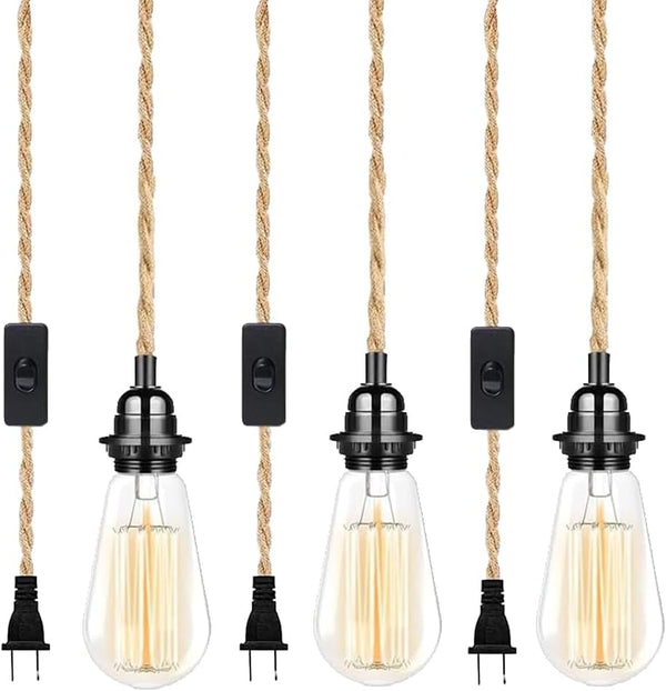 SHIWEIDA Industrial 15ft Pendant Light Cord -Plug in Hanging Light Fixture, 15FT Farmhouse