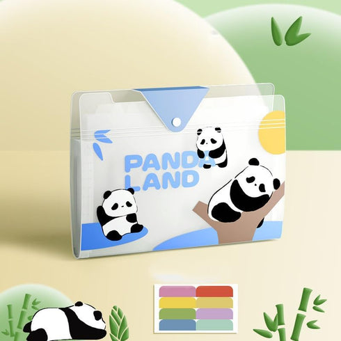 Cute Accordion File with 8 Pocket, Panda Animal Expanding Folder Jackets for Documents, A4 Size Organizer