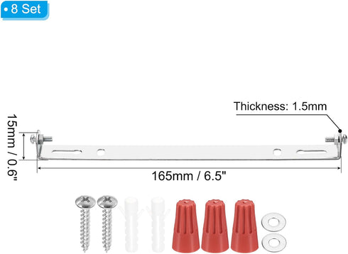 165mm (6.5") 4 Set PATIKIL Universal Light Fixture Mounting Bracket Kit, Silver Tone Industrial Ceiling Light Plate
