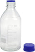 Lab Media Storage Round Bottles, Graduated Glass Container, GL45 Screw Cap, Multi-Purpose, Pack of 4 (Blue, 1000ml)