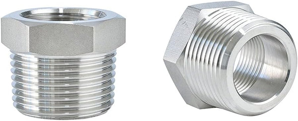 Joywayus Stainless Steel Hex Head Bushing Reducer Pipe Fitting, 1/2 NPT Male × 1/8 NPT Female (Pack of 2)