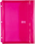JAM PAPER 3 Hole Punch Binder Envelopes with Hook & Loop Closure - Pink - 9 1/2 x 11 1/2 - 1 Inch Expansion - 3/Pack