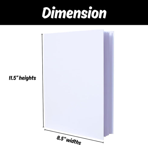White Hardcover Blank Books for Kids, 8.5x11 Unlined Journals, 12 Pack, 18 Sheets/36 Pages Sketch Books for Students