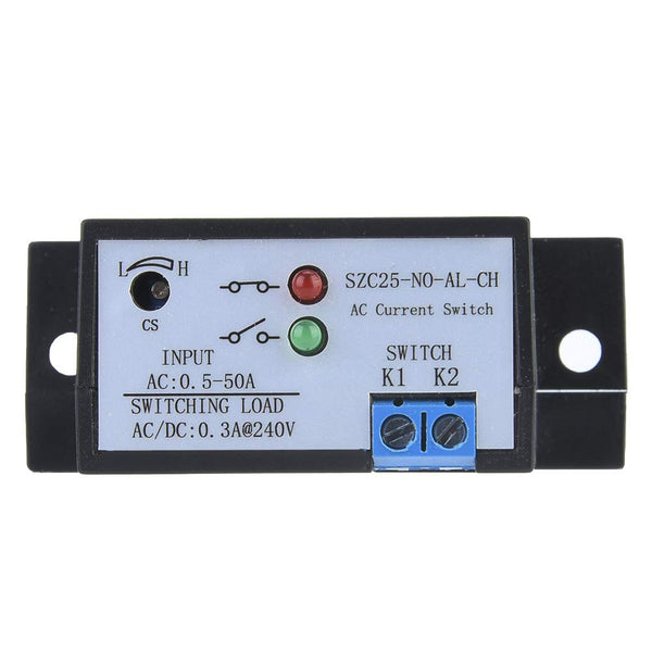 Current Sensing Switch, SZC03-NC-AL-CH Normally Open Adjustable AC 0.5-50A Self-Powered Relay for Monitoring Current