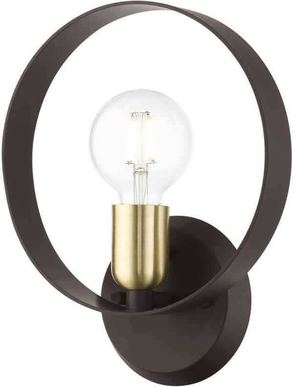 Livex Lighting 1 Light ADA Wall Sconce Bronze Finish with Satin Brass