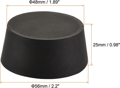 MECCANIXITY Rubber Tapered Plug 48mm to 56mm Solid Test Tubes Bungs Stopper Black for Lab Home 5 Pieces