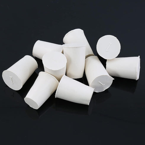 10 Pcs 1# White Solid Rubber Stoppers Tapered Lab Plugs, Dia. 19mm x Dia. 14mm - Height 26mm
