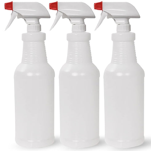 Pinnacle Mercantile 32 oz Plastic Spray Bottles, Leak Proof Technology, Empty Pack of 3, Made in USA
