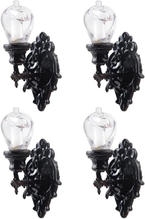 4 1:12 Yardwe Miniature Wall Lamp - Pcs Scale Led Dollhouse Wall Sconces Tiny Lights for Miniature House Accessories