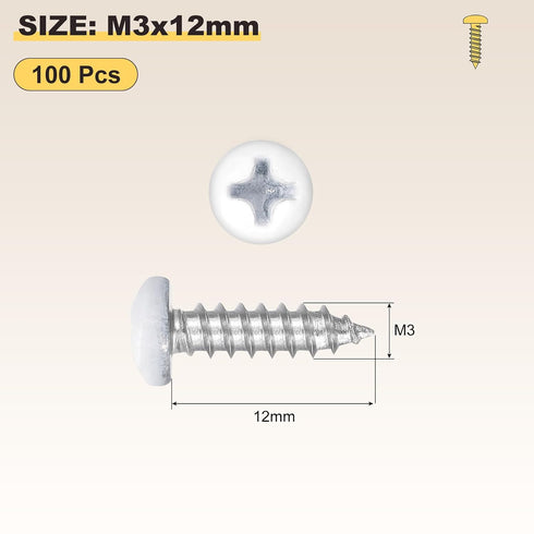 METALLIXITY Screws(M3x12) 100Pcs, Phillips Pan Head Self Tapping Carbon Steel Self Drilling Screw for Metal Wood