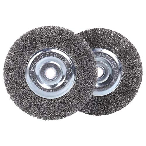 6 Inch Wire Wheel for Bench Grinder, Coarse Crimped Wire with 1/2'' and 5/8'' Arbor Hole, 2PCS