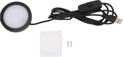 1.5m LED Round Light, Ultra Thin LED Puck Night Lights Aluminum Casing Under Cabinet Lighting USB Powered with Cable
