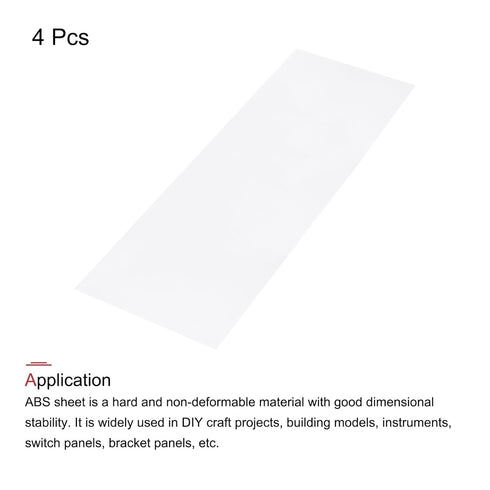 MECCANIXITY 4 Pcs ABS Plastic Sheet 36 Inch x 12 Inch x 0.06 Inch White Styrene Sheets for DIY Crafts Model Building