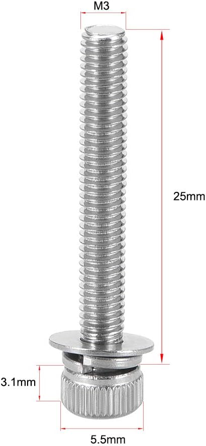 uxcell M3 x 25mm Stainless Steel Hex Socket Head Cap Screws - Bolts with Spring Washer and Plain Washers 10pcs