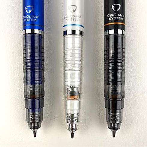 Zebra Pen DelGuard Mechanical Pencil, Fine Point, 0.5mm, Black/Blue/White Barrel, 3-Pack with Lead Refills