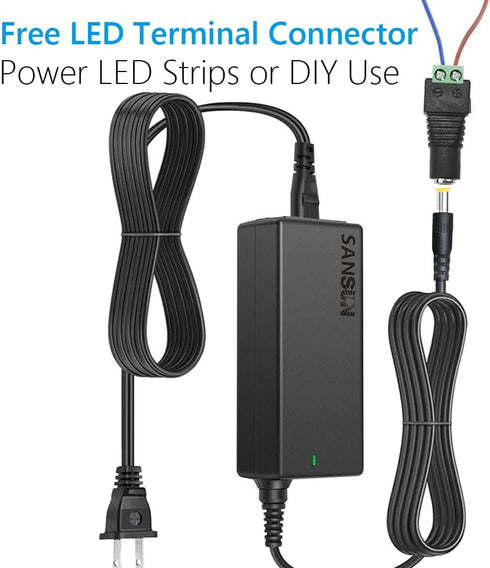 SANSUN 12V 5A 120V DC12V 5.5x2.1mm 12 60W (Pack 3) Power Supply, AC to Jack Converter, Volt LED Driver Adapter