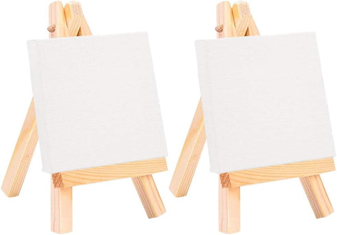 Beavorty 2pcs Home Decoration Tabletop Easel for Kids, Mini Canvases Painting Supplies
