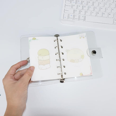 Personal A7 Size 6-Ring Pocket Size Clear Binder Covers - Soft PVC Notebook Round Ring Binder Cover Protector