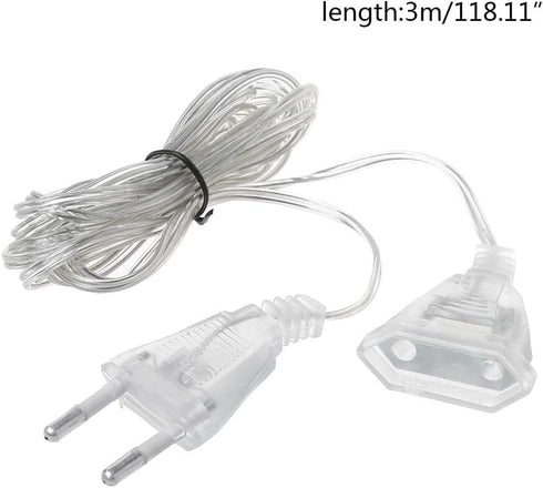 Dwuww String Extension Lights Transparent Cable Extension Cord Plug Lamp Extension Cord Invisible Extension Plug Light