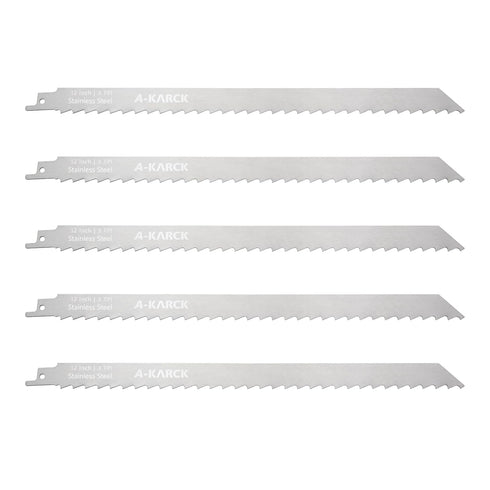 A-KARCK Food Reciprocating Saw Blades for Frozen Meat 5 Pack, Unpainted Stainless