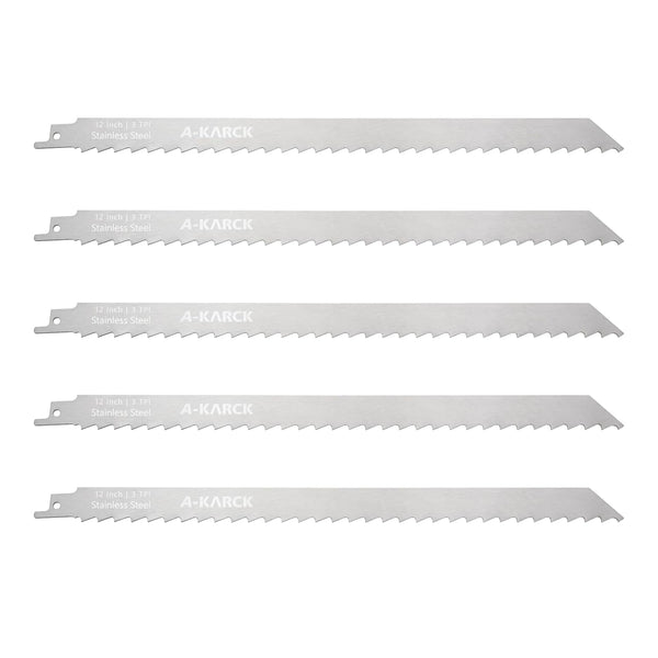 A-KARCK Food Reciprocating Saw Blades for Frozen Meat 5 Pack, Unpainted Stainless