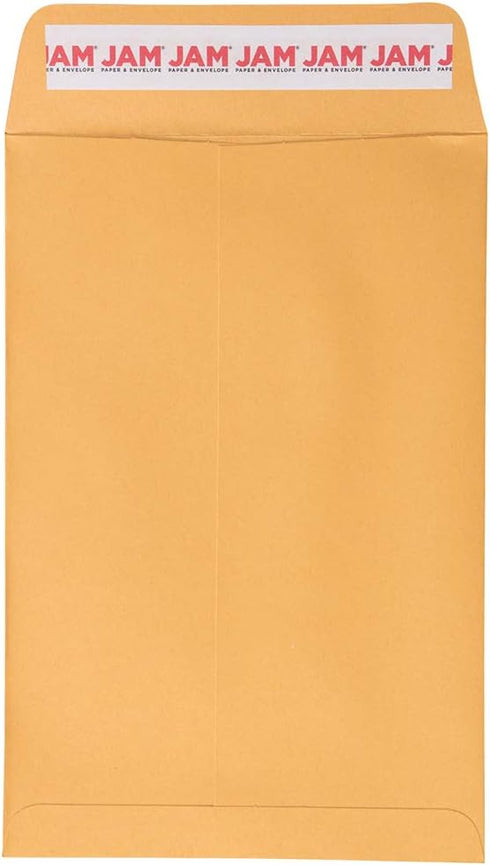 JAM PAPER 6 x 9 Open End Catalog Envelopes with Peel and Seal Closure - Brown Kraft Manila - 50/Pack