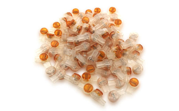 SINCODA UY Wire to Wire Connector K2 - 100PCS Waterproof Gel-Filled Orange Clear Button Telephone Wire Connectors UY2