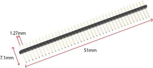 The Lord of the Tools 10Pcs 1.27mm Pitch Single Row Straight Vertical Pin Header, 40 Pin for Circuit Boards