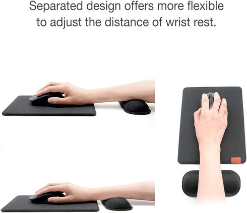 SenseAGE Ergonomic Detachable Mouse Pad - Wrist Support, Adjustable Placement for Pain Relief, Non-Slip Base (Black)