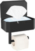 Toilet Paper Holder with Shelf, Flushable Wipes Dispenser for Bathroom Wipe Storage,
