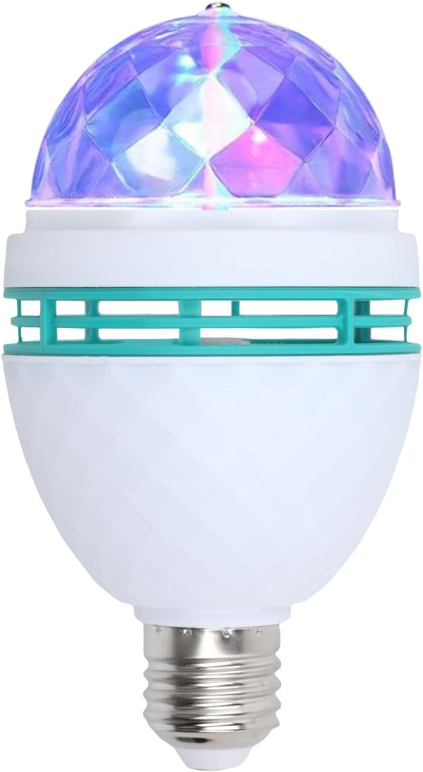 1 Pack E26 Color Rotating LED Bulbs, Multi Crystal Stage Lights, Color Changing Strobe RGB for Parties, Clubs,