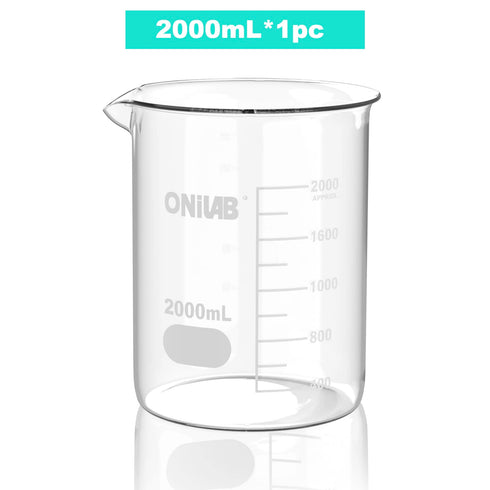 ONiLAB Griffin Low Form Glass Beaker, Vol.2000ml, 3.3 Borosilicate with Printed Graduation 13900247
