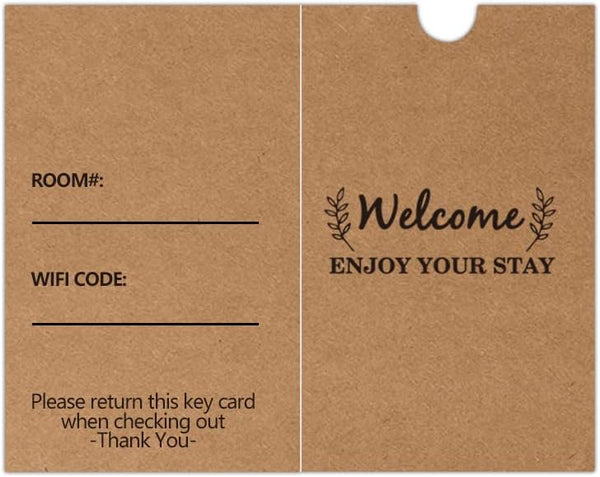 Kraft Hotel Key Card Holder Sleeves, Welcome Guests Hotel Key Card Envelopes, 200 Pcs Per Pack