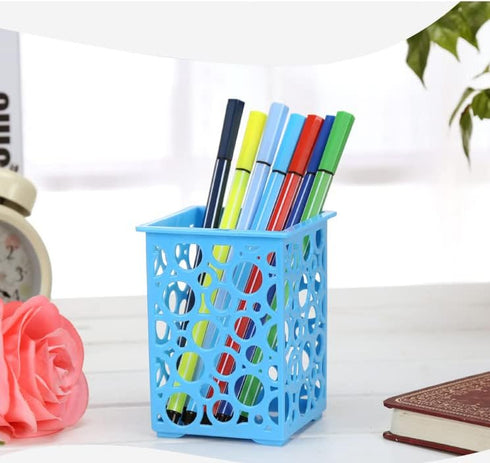IELEK Pencil Holder Pen Cups, Colorful Square Classroom Storage Organizer for Desk, Pack of 12