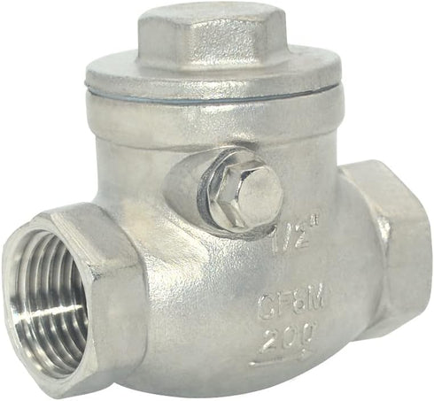 1/2" Stainless Steel SS316 Swing Check Valve, NPT Female x Female Thread, WOG 200 PSI PN16 CF8M