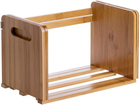 Bamboo Desktop Bookshelf Adjustable Storage Organizer Display Shelf Rack,Countertop Platforms, Book Stands
