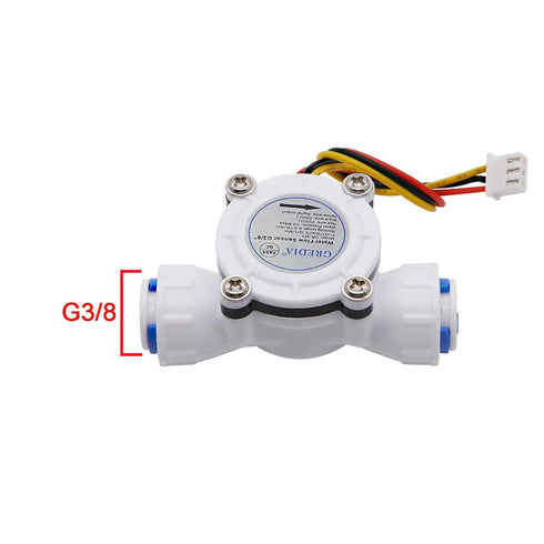 3/8" Quick Connect Water Flow Sensor, Food-Grade Switch Hall Effect Flowmeter Fluid Meter Counter 0.3-10L/min (Pack of